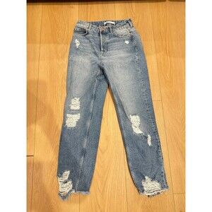 Zara medium wash destroyed denim jeans size 4